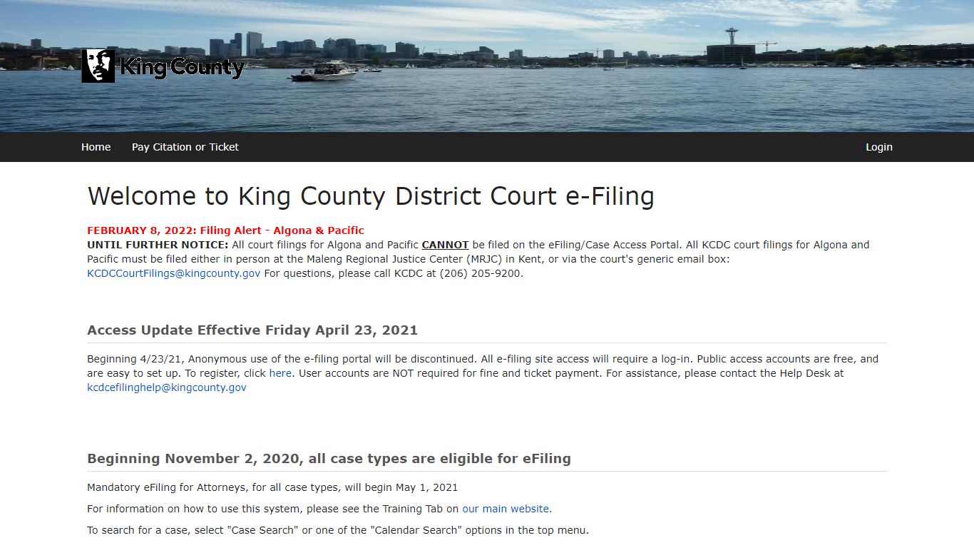Welcome to King County District Court e-Filing